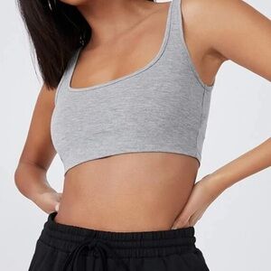 Shein Double Scoop Neck Cropped Tank Top Grey Extra Small